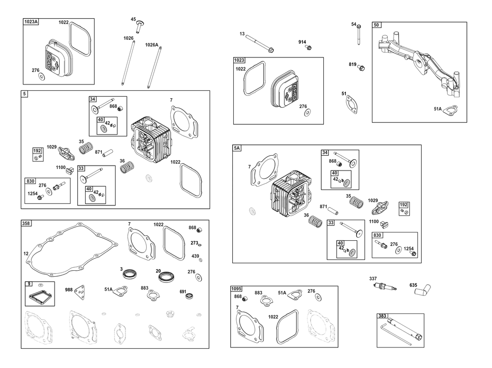 Cylinder Head Group Diagram and Parts List for 305777-0160-B5 200000 - 399999 Briggs and Stratton Engine